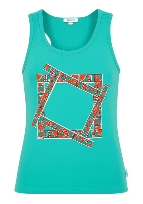 Canotta bambina verde in cotone Kenzo | KF10025/FIVERDE ACQUA